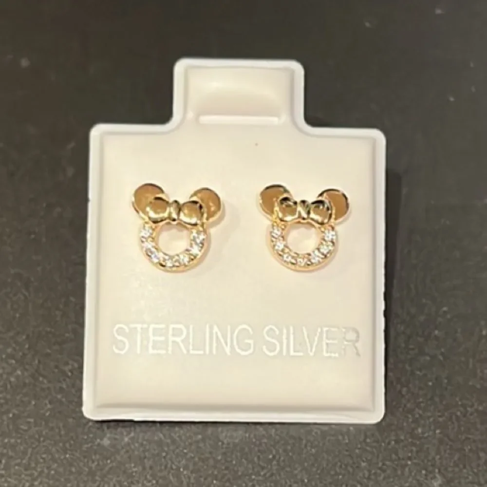 14k gold plated CZ Mouse Bow Earrings